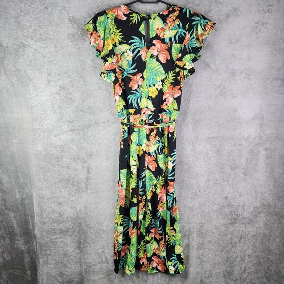 Women's Signature Collection Floral Print Jumpsuit Ruffle Sleeve Size M - Picture 8 of 14